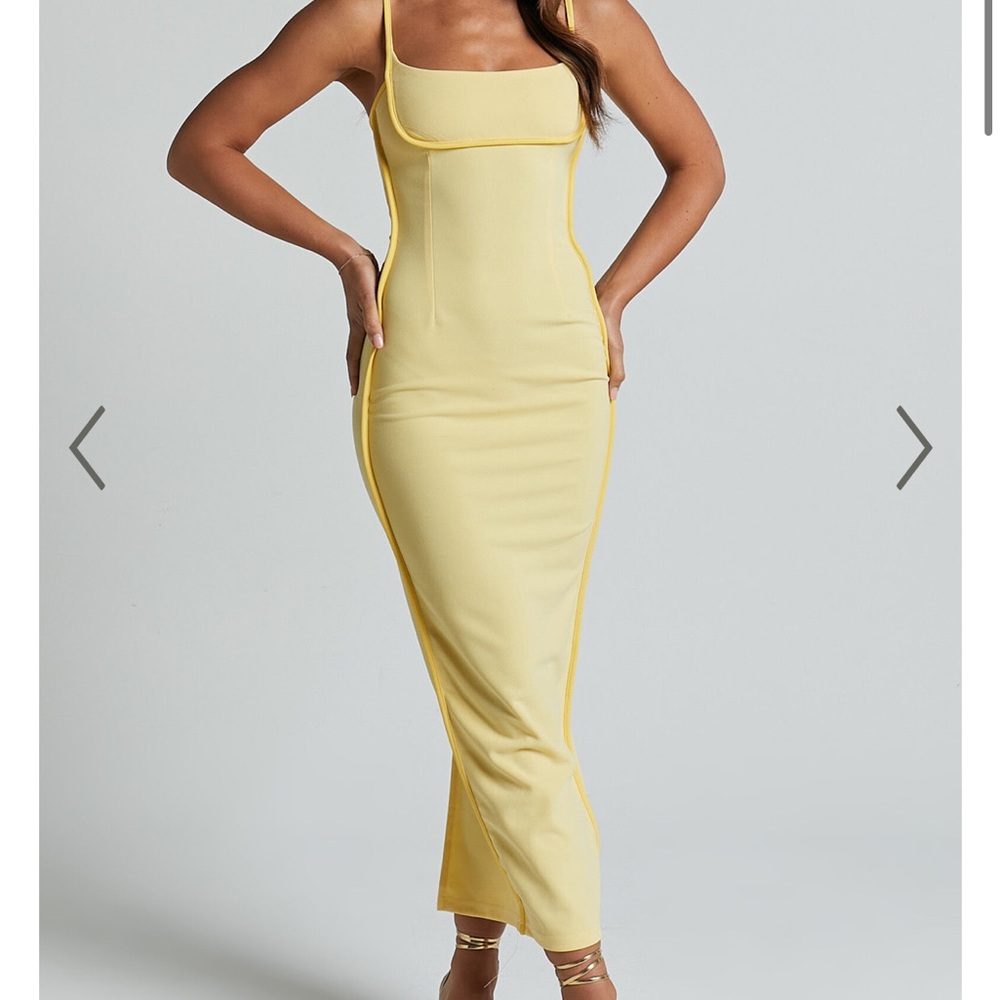 ABEGAILLE MIDI DRESS - BODYCON DRESS IN LEMON
